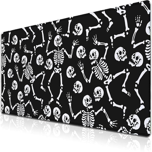 Long?Mouse?Pad Black Keyboard Mat, Big Mouse Pads Large Mousepad XXL Mats, Gaming Desk Pad Non-Slip Rubber Base, 35.4 X 15.7 inch for Work/Game/Office/Home Skeletons Dancing at A Party