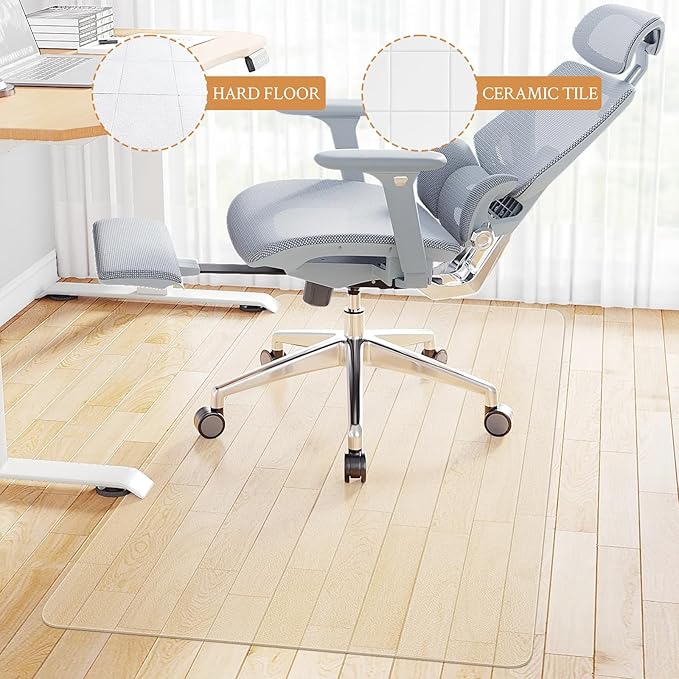 KMAT Office Chair Mat,Easy Glide Hard Wood Tile Floor Mats,Chair Mat for Home Office Rolling Chair,Heavy Duty Floor Protector -Anti-Slip-36 x48 Rectangle