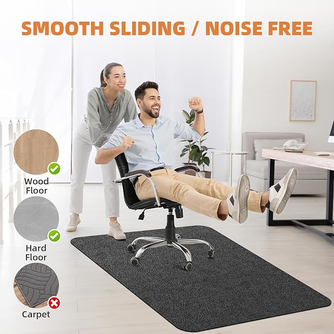 HomeMall Office Chair Mat for Hardwood and Tile Floor, 48" x 36" Computer Desk Chair Mat, Anti-Slip Mat for Rolling Chair, Large Floor Protector for Home Office, Dark Gray