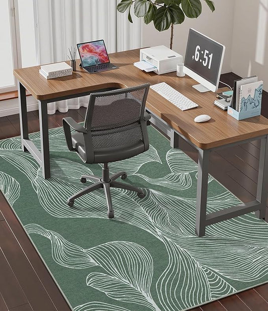 chakme Office Chair Mat for Hardwood Floor, 60"x45" Easy Glide Computer Desk Mat Protector for Rolling Chair Under Desk Rug Nonslip Backing, Machine Wash, (Leaf)