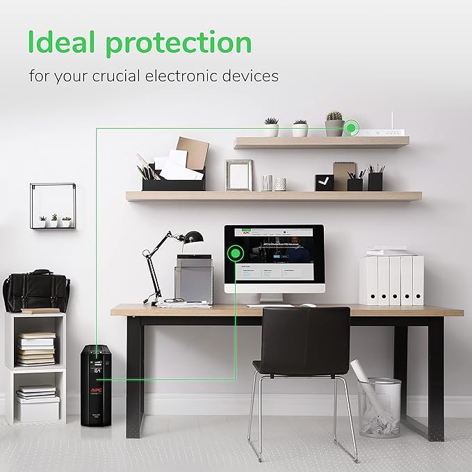 APC UPS Back-UPS Pro 1500VA UPS, 900W Battery Backup & Surge Protector, AVR, 10 Outlets (NEMA 5-15R), LCD, BX1500M Uninterruptible Power Supply for Computers, Wi-Fi Routers, Home Office Electronics