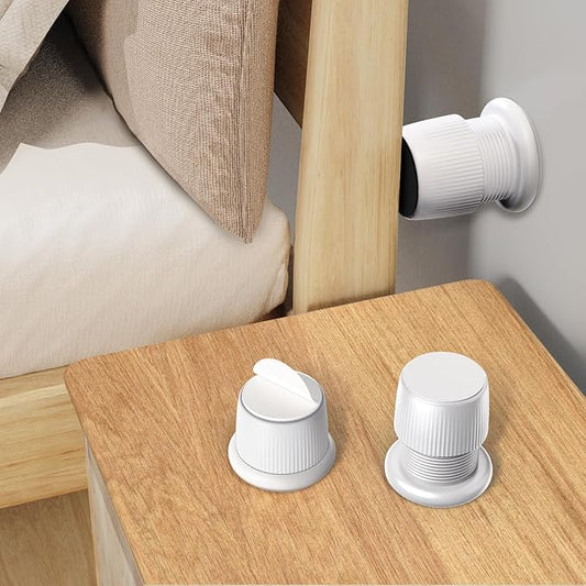 Headboard Stoppers for Wall, 1.6-2.6 Adjustable Furniture Risers, Bed Wall Stopper Anti-Shake Tool, Bed Stoppers for Headboard, Headboard Stoppers White 2 Pack