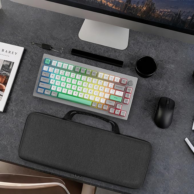 GEEKRIA 75% Keyboard and Mouse Combo Carrying Case, Compatible with AULA F75 Pro/S75 PRO, Keychron K2 Version 2/Q1 HE, ASUS ROG Azoth 75%, Redragon K673 PRO, 84 Keys Hard Shell Travel Bag