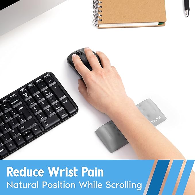 i-Rocks Memory Foam Mouse Wrist Rest - Pain-Reducing Wrist Rest for Mouse - Non-Slip Rubber Base Wrist Rest - Cooling Mouse Wrist Support for Long Hours of Work, Studying, Gaming