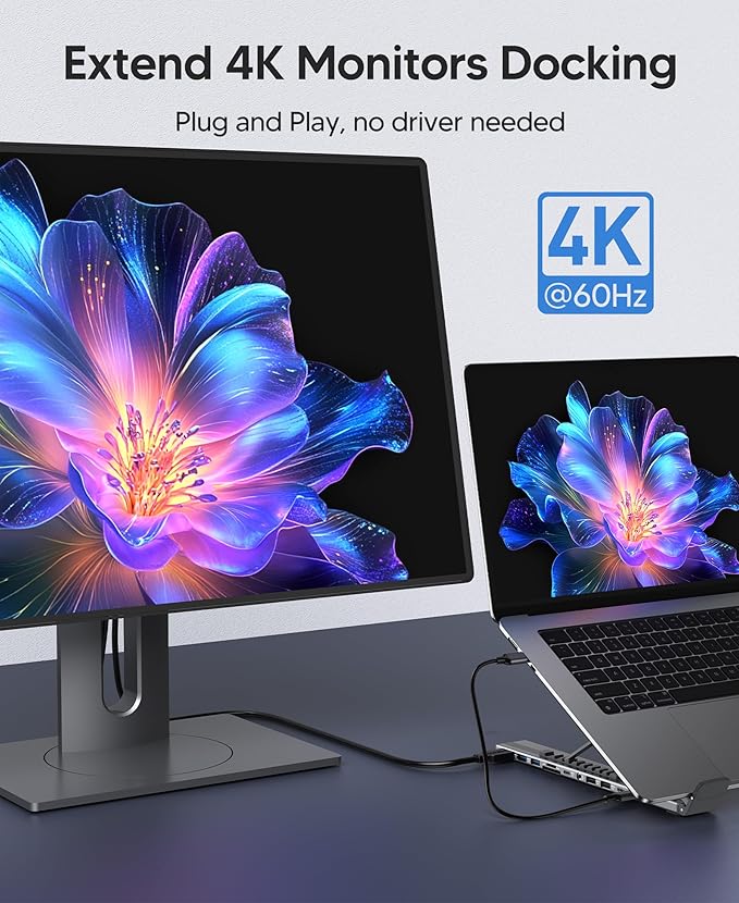 Laptop Docking Station Stand, Dock Tablet Stand, 11 in 1 USB C Hub with 4K@60Hz HDMI,2 USB3.0,2 USB2.0,PD 100W,USB C 3.0+SD/TF+Audio Universal Dock Station for MacBook Pro/Air/Dell/HP/Surface/Lenovo