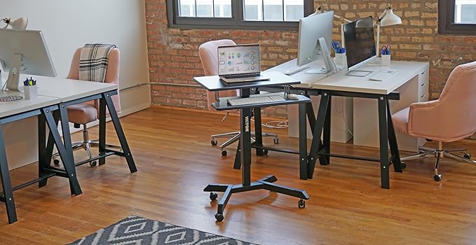 Victor DC550 High Rise Collection Mobile Adjustable Standing Desk (Dual-Tier) Black 25.6" x 17.7" x 45.3"