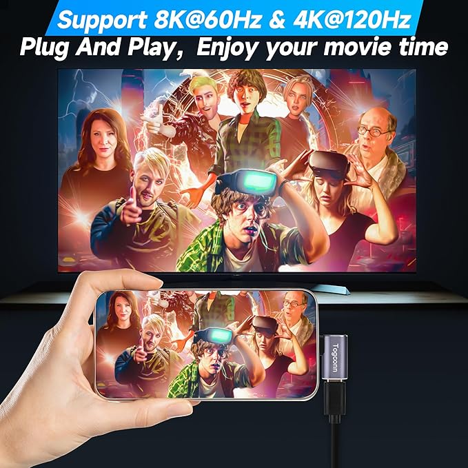 Flat 90 Degree Right Angle USB C Adapter (2 Pack), USB Type-C Male to Female Extender Connector, 40Gbps, 8K@60Hz Compatible with MacBook Pro/Air, iPhone 15/15 Pro Max, iPad Pro, Tablet, Phone, More