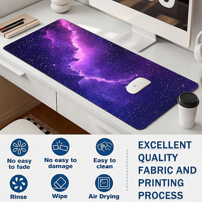 Mouse Pad Gaming - Desk Mat for Keyboard and Mouse - Galaxy Space Large Mouse Pads for Desk, Desks Pad(35.4" X 15.7") with Non-Slip Base, Galaxy Nebula Gaming Mousepad for Game, Office and Home