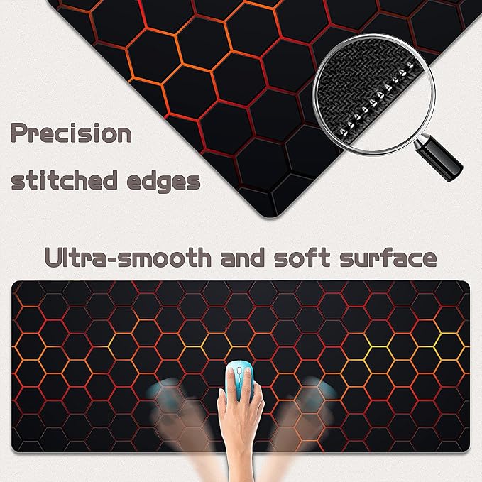 Gaming Mouse Pad - (31.5"×11.8") Honeycomb Large Mouse Pads for Desk - Desk Mat for Keyboard and Mouse with Non-Slip Base, Desks Pad Matfor Game/Office & Home