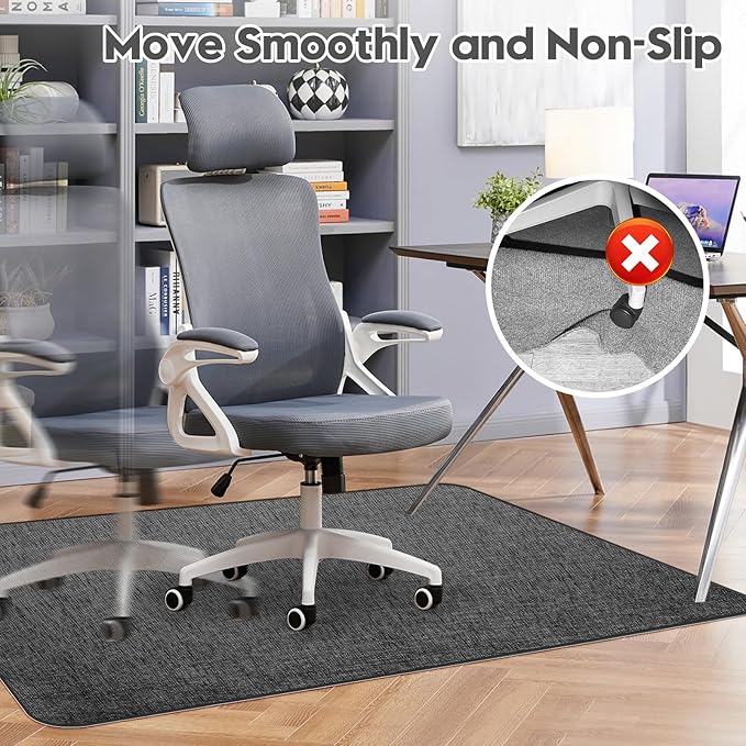 Sycoodeal Office Chair Mat for Hardwood & Tile Floor,Computer Gaming Chair Mat for Rolling Chairs Non-Curve, Anti-Slip, Heavy Duty Floor Protector for Home Office,Black (40" x 48")
