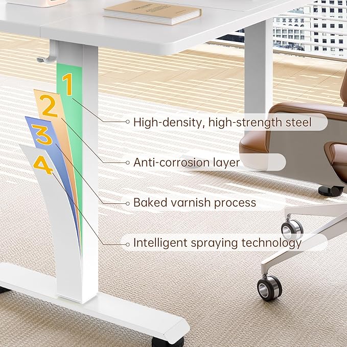 Veken 63x23.6 Inch Large Electric Standing Desk, Heights Adjustable,Sit to Stand Up, Work Home Office Computer Table for Walking Pad, Wooden Desktop Desks, White