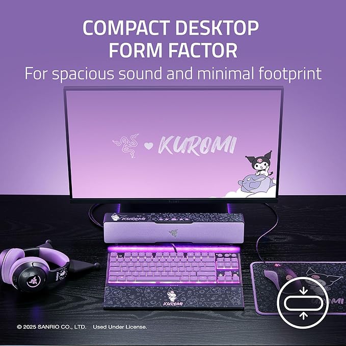 Razer Leviathan V2 X: PC Soundbar - Compact Design - Chroma RGB - USB Type C Power and Audio Delivery - Bluetooth 5.0 - for PC, Laptop, Smartphones, Tablets & Nintendo Switch - Kuromi Edition