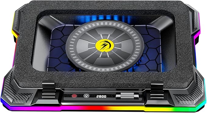 AICHESON Gaming Laptop Cooler Cooling Pad, Ultra Cooling with 10°C-35°C Temperature Drop, RGB Turbo Fan Stand Base for 14-19 inch Computer Laptops