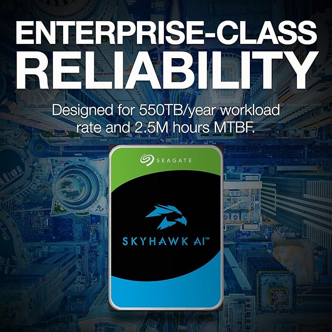 Seagate Skyhawk AI 20TB Video Internal Hard Drive HDD – 3.5 Inch SATA 6Gb/s 512MB Cache for DVR NVR Security Camera System with in-House Rescue Services (ST20000VE003)