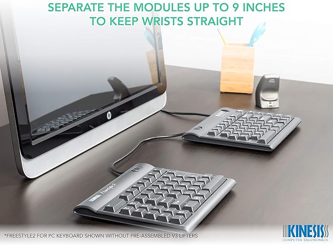 Kinesis Freestyle2 Ergonomic Keyboard w/ V3 Lifters for PC (9" Separation)