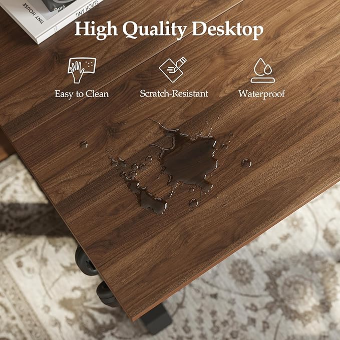 Klicelor 40 Inch Electric Standing Desk, Height Adjustable Office Desk, Sit Stand Up Computer Desk with Memory Preset, Two-Piece Desktop, Dark Walnut