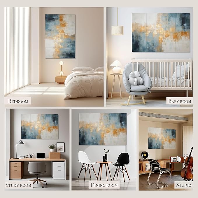 8-Pack Acoustical Wall Panels, 48 X 32 Inches Art Acoustic Panels, Decorative Acoustic Panels, Acoustic Wall Panels, Sound Absorbing Wall Art, Teal Aura