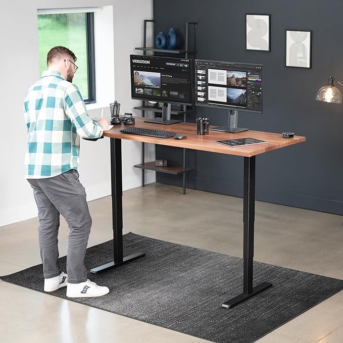 VIVO Electric Sit Stand Dual Motor Desk Frame for 40 to 84 inch Table Tops, 3 Stage Legs, Height Adjustable, Memory Controller, Frame Only, Black, DESK-EV02RB