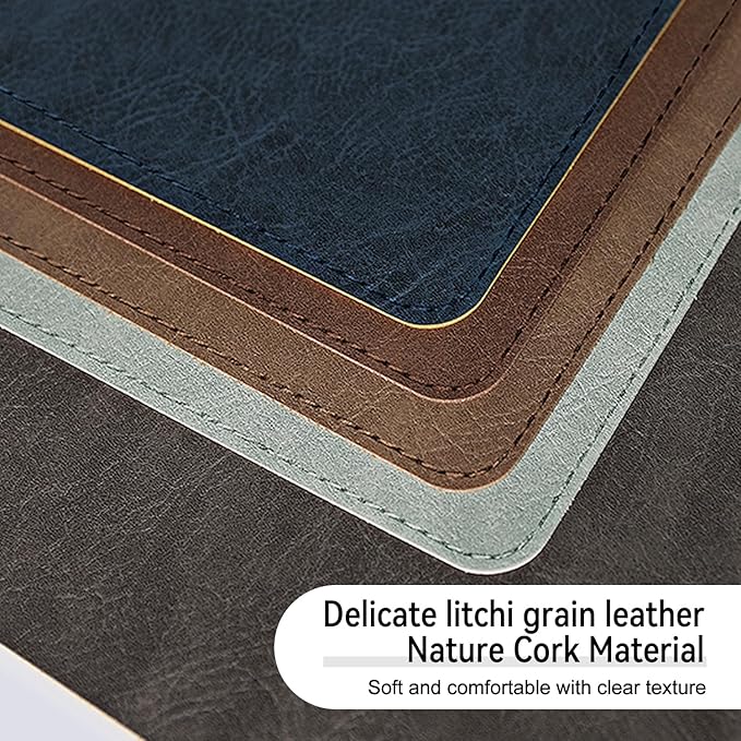 Imitation Crazy Horse Leather Desk Mat - Waterproof Desk Pad - Ideal for Large Mouse Pad and Desk Mats on Top of Desks (deep Coffe+Black, 11"*8")