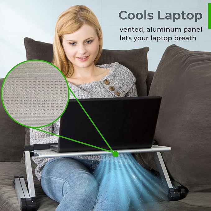 Uncaged Ergonomics WorkEZ Executive Adjustable Laptop Stand for Desk, Adjustable Height Foldable Aluminum Computer Stand, Cooling Laptop Holder, Notebook Computer Riser for Desk, Silver