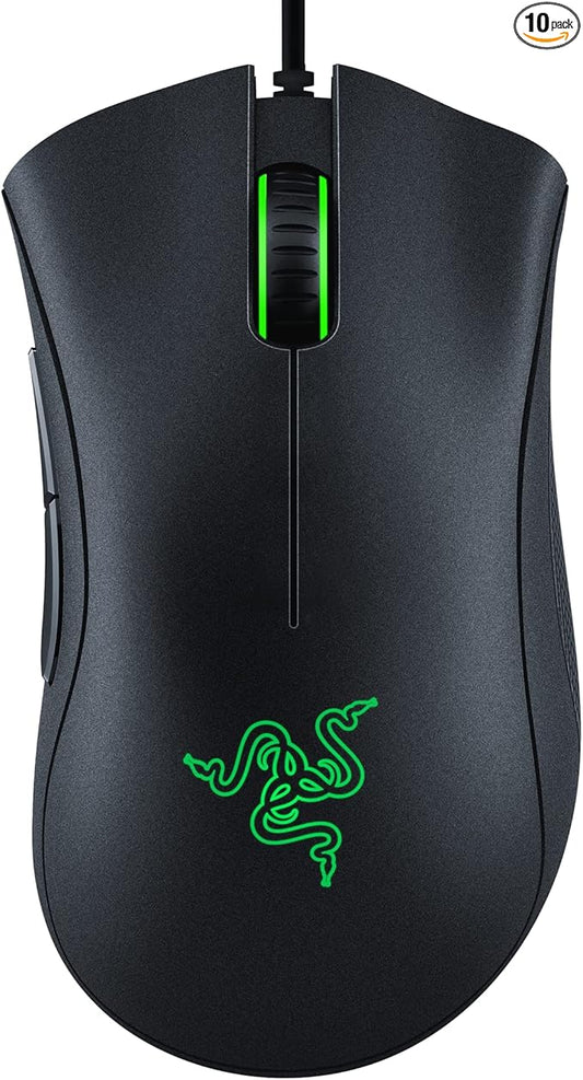Razer DeathAdder Essential Gaming Mouse: 6400 DPI Optical Sensor - 5 Programmable Buttons - Mechanical Switches - Rubber Side Grips - Classic Black,(Pack of 10)