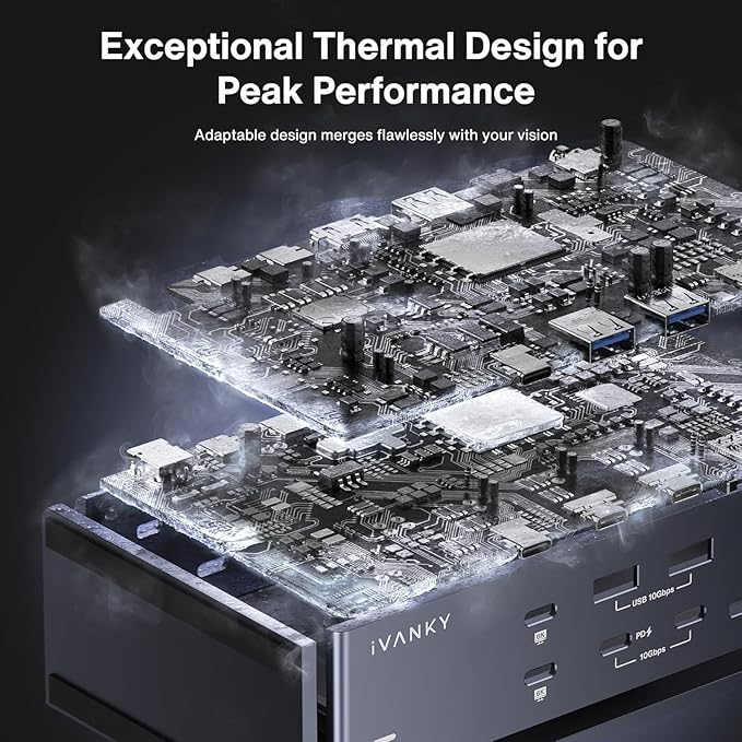 iVANKY FusionDock Max 1, 20-in-2 Thunderbolt 4 Docking Station Only for M1-M5 Pro/Max MacBook, Quad 6K or Dual 8K Display, 40Gbps Dock with 4 Downstream Thunderbolt 4 Ports, 100W, 2.5G LAN, SD 4.0