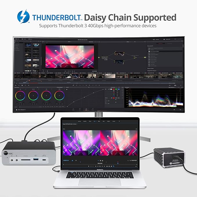 SIIG 8K Thunderbolt 3 Laptop Docking Station, Dual M.2 NVMe Slot, 96W PD Charging, DisplayPort 1.4 SD Card Reader, 2X USB 10G Ports, 2X USB 5G Ports, Gigabit Ethernet, TAA Compliant (JU-DK0K11-S1)