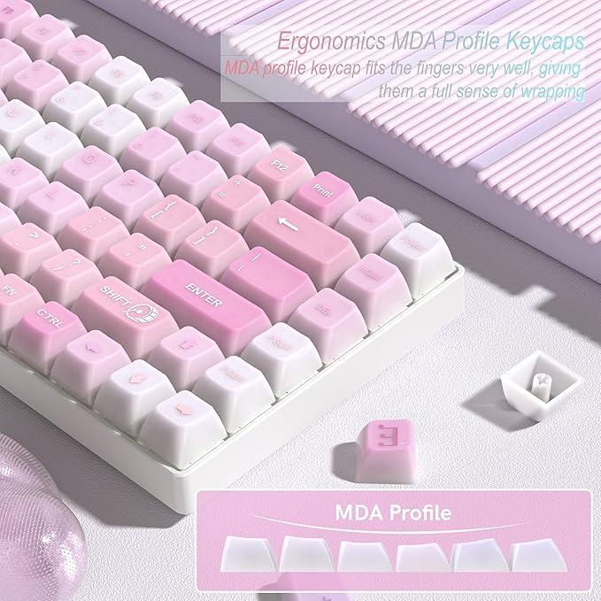 Womier Keyboard Keycaps Jelly - Shine Through keycaps, Transparent Clear Key Cap, Custom 60 65 75 100 Percent for Cherry MX, Outemu, Gateron Mechanical Keyboards (MDA Profile-Music)