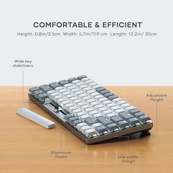 Satechi SM1 75% Mechanical Keyboard for Mac and Windows, LED Backlit Bluetooth Keyboard, 84 Keys Compact Wireless, Gaming, for Mac and Windows - Light Gray/White