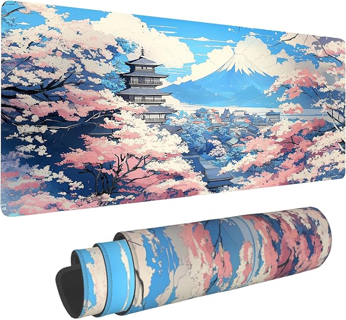 Japanese Desk Mat Large Gaming Mouse Pad Japanese Extended Mousepad Big in Laptop Computer Mouse Keyboard Mat for Office Desk Decor 31.5x12 in