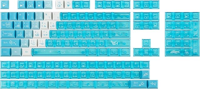 EPOMAKER DuoChrome Keycaps Set, 150 Keys, Cherry Profile, Shine Through, PBT+PC, Dye-sub, 65%/75%/TKL/96%/Full Size, Custom Keyboard Keycaps Set for Mechanical Gaming Keyboard (Blue)