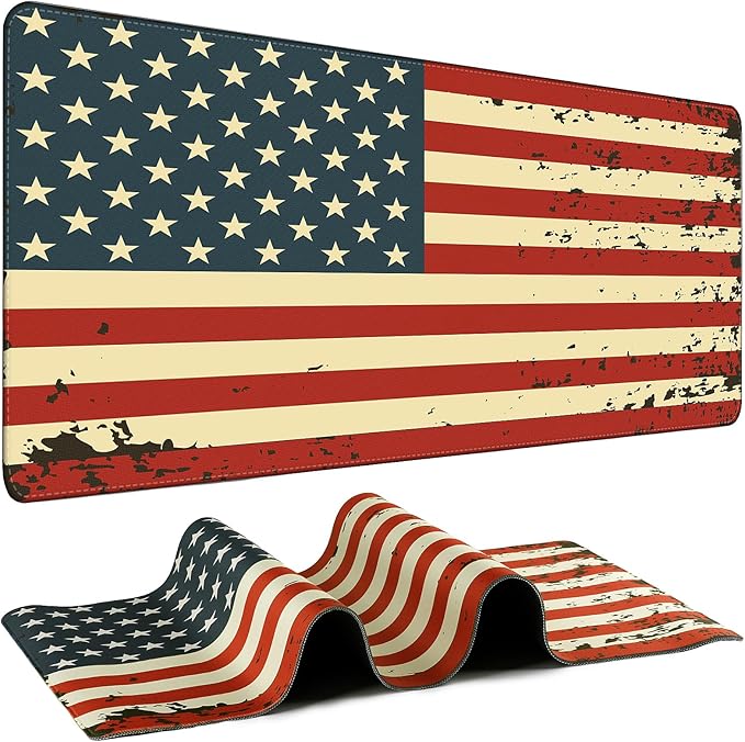 Mouse Pad Gaming - Desk Mat for Keyboard and Mouse - American Antique Flag Large Mouse Pads for Desk, Desks Pad Mat(35.4" X 15.7") with Non-Slip Base, Gaming Mousepad for Game, Office and Home