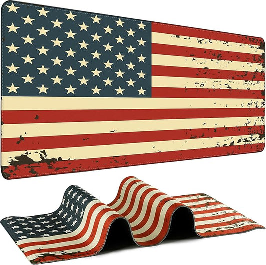 Mouse Pad Gaming - Desk Mat for Keyboard and Mouse - American Antique Flag Large Mouse Pads for Desk, Desks Pad Mat(35.4" X 15.7") with Non-Slip Base, Gaming Mousepad for Game, Office and Home