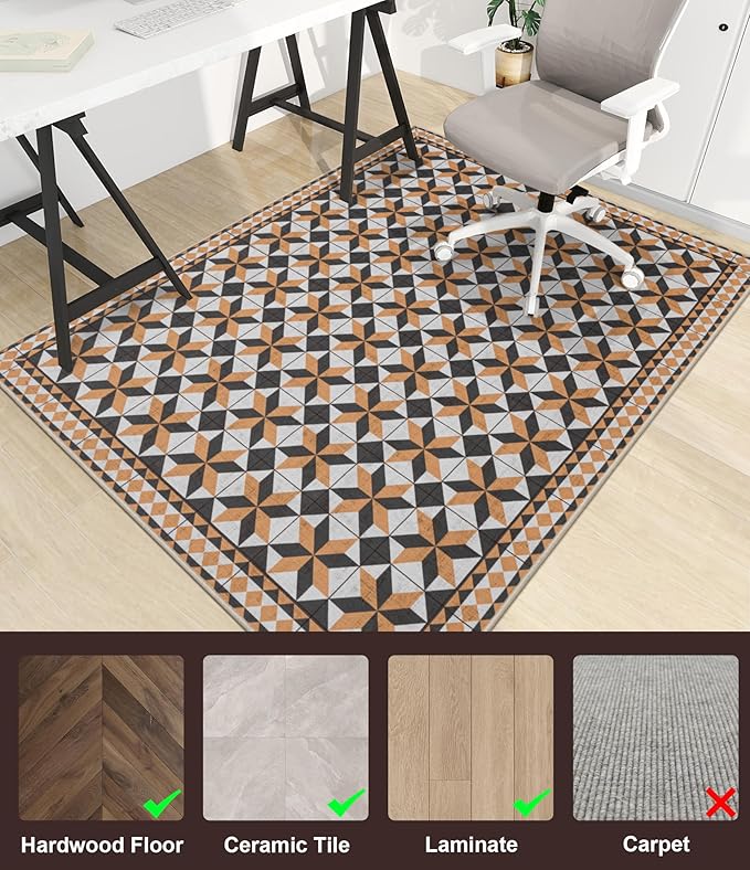 chakme Office Chair Mat for Hardwood Floor, 60"x45" Easy Glide Computer Desk Mat Protector for Rolling Chair Under Desk Rug Nonslip Backing, Machine Wash, (Plaid)