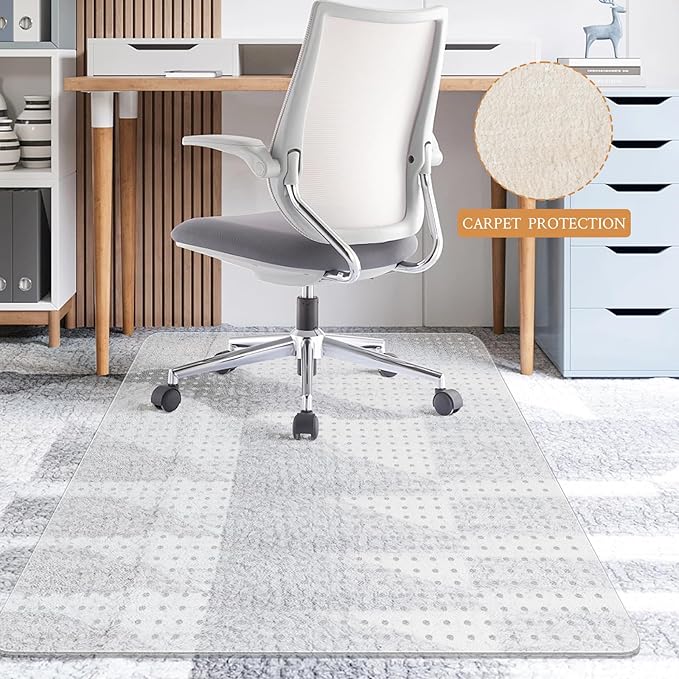 KMAT Office Chair Mat for Carpet, Computer Desk Mat,Clear Desk Chair Mat for Home Office Rolling Chair,Heavy Duty Floor Protector-Easy to Clean,Anti-Slip-36 x48 Rectangle