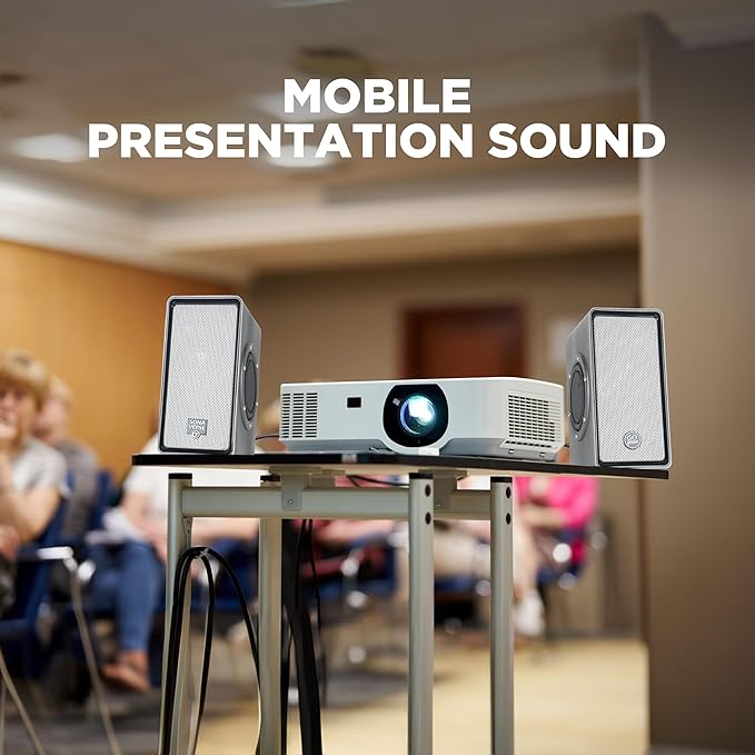 GOgroove Computer Speakers for Desktop PC, USB Powered Plug and Play 3.5mm AUX, Compact Design, Volume Knob, Sound for Office, Business & School, Works with Windows & Mac, Laptop/Desktop/Projector