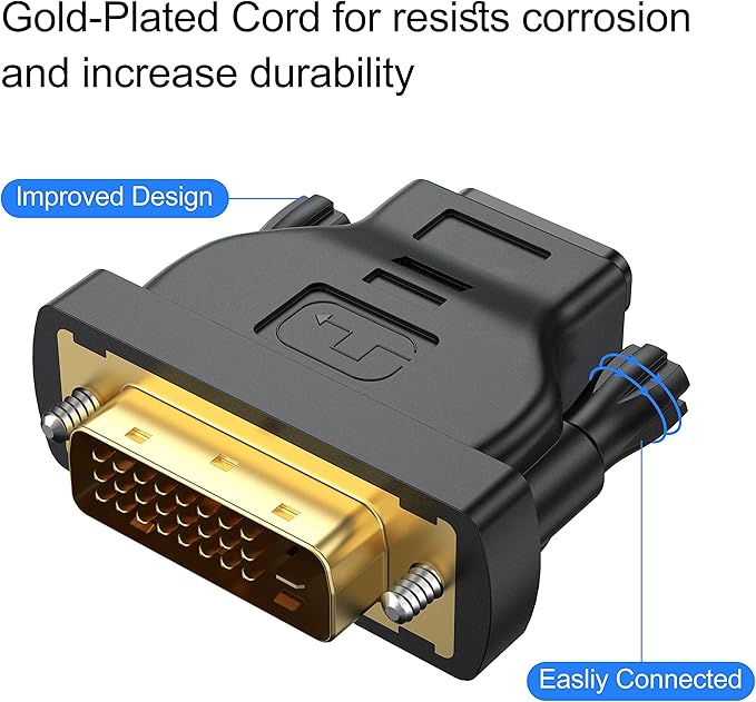 DVI to HDMI Adapter 2-Pack, Bidirectional Female HDMI to DVI-D(24+1) Male Adapter with Gold-Plated for Computer, Monitor, Projector, TV, PS3/4/5 Nintendo Switch and More