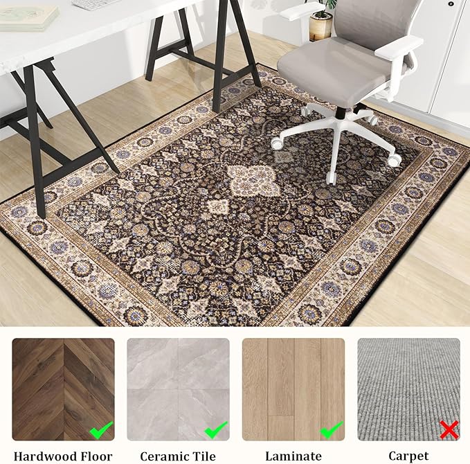 Office Chair Mat for Hardwood Floor, 72"x48" Easy Glide Computer Desk Mat Protector for Rolling Chair Under Desk Rug Nonslip Backing, Machine Wash, (Modern)