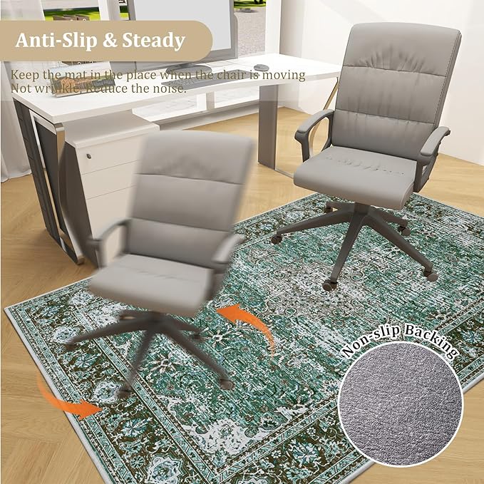Office Chair Mat for Hardwood Floor, 72"x48" Easy Glide Computer Desk Mat Protector for Rolling Chair Under Desk Rug Nonslip Backing, Machine Wash, (Modern)