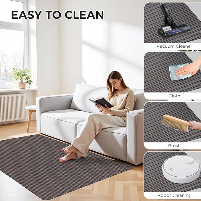 Sycoodeal Office Chair Mat for Hardwood & Tile Floor, 36" x 48" Computer Gaming Chair Mat for Rolling Chairs Non-Curve, Anti-Slip, Heavy Duty Floor Protector for Home Office (Coffee)