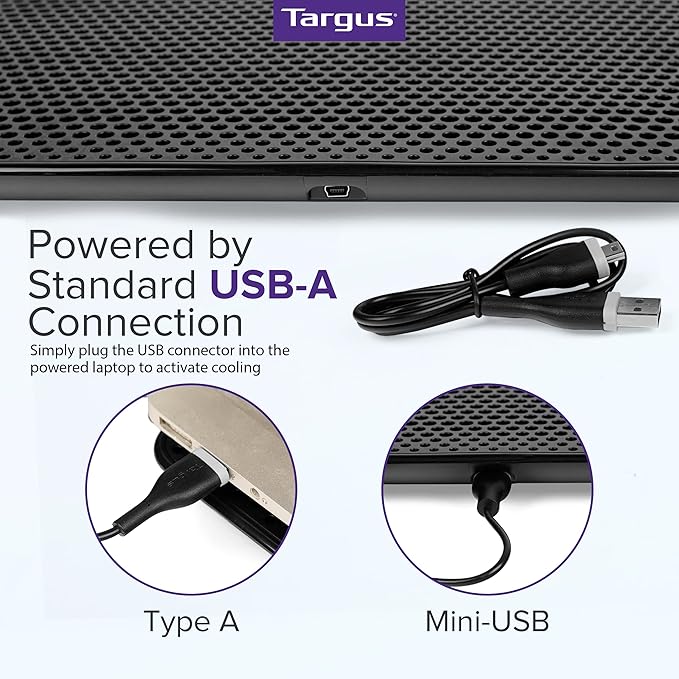 Targus Laptop Cooling Pad, Single Fan, Up to 16 Inch, for Macbook/PC, Black (AWE69US)
