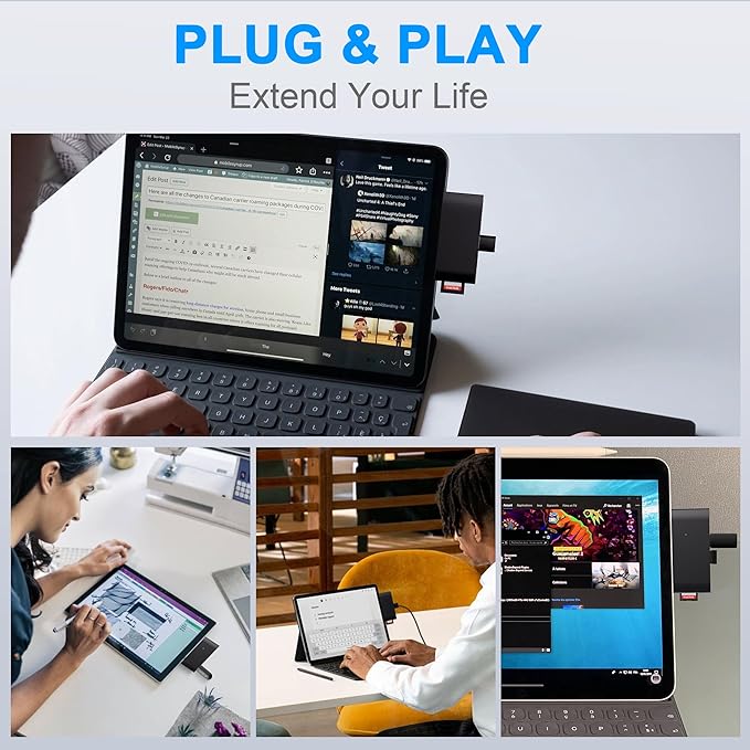 Surface Pro 6/Pro 5/Pro 4 USB3.0 Hub Docking Station, Surface Pro USB Hub Adapter, SD/TF Slot, 4K@30Hz HDMI Converter Surface Accessories Multiport Dongle for Surface Pro 6/5/4