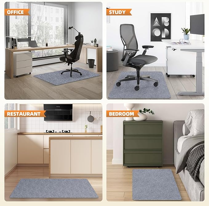HomeMall Office Chair Mat for Hardwood and Tile Floor, 48" x 36" Computer Desk Chair Mat, Anti-Slip Mat for Rolling Chair, Large Floor Protector for Home Office, Light Gray