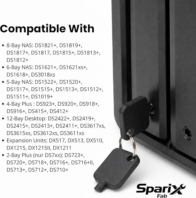 Replacement Key Compatible with Synology NAS Drive Bay Lock, 2-Pack Spare Keys Compatible with Locking Disk Trays on DS/DX Series Drive Bays in 2 Bay, 5 Bay, 8 Bay NAS & Expansion Units