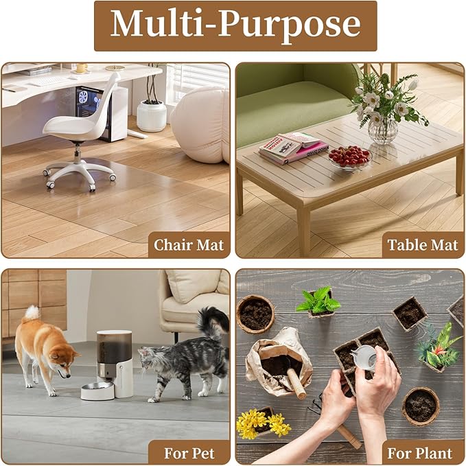 Office Chair Mat for Hardwood Floor, 30" X 48" Desk Chair Mat for Hard Floors, PVC Clear Floor Protector for Home and Office Floor Mat - Can't be Used on Carpet