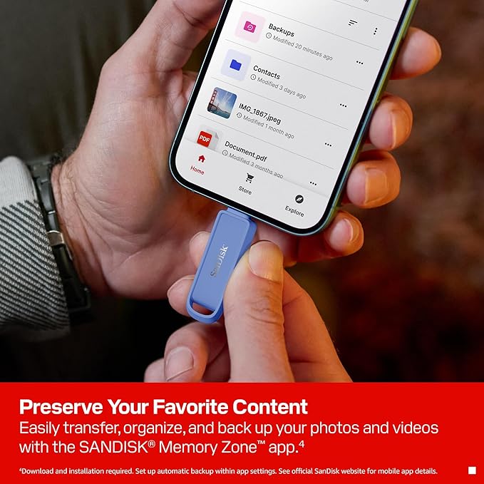 SanDisk 512GB Phone Drive with USB Type-C - for Smartphones, Tablets, and Computers - Up to 150MB/s, USB 3.2 Gen 1 - Maritime Blue - SDIXS0N-512G-GN6ND