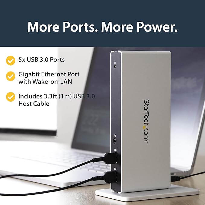 StarTech.com Dual Monitor USB 3.0 Docking Station w/ DVI to VGA & HDMI Adapters, 5x USB 3.0 & Audio - Vertical DVI Dock for Mac & Windows (USB3SDOCKDD)