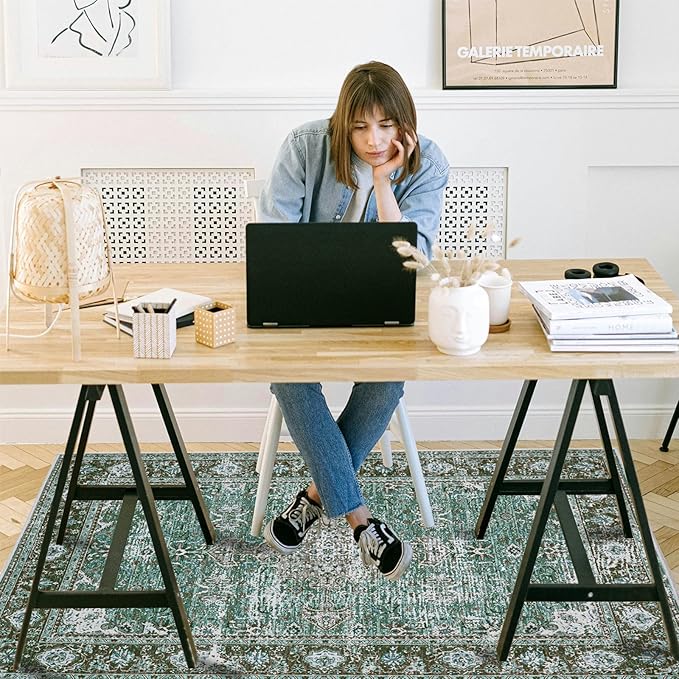 Office Chair Mat for Hardwood Floor, 60"x45" Easy Glide Computer Desk Mat Protector for Rolling Chair Under Desk Rug Nonslip Backing, Machine Wash, (Modern)