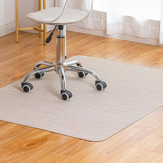 Office Chair Mat for Hardwood Floor Under Desk Computer Rolling Chair Mat for Wood/Tile Floor Non-Slip Heavy Duty Desk Rug PVC Plastic Hard Floor Protector 48" x 60" (Parchment)