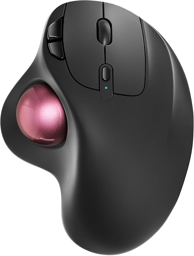 Nulea M501 Wireless Trackball Mouse, Rechargeable Ergonomic, Thumb-Controlled, Smooth Precision, 3-Device Connect (Bluetooth/USB), Fits PC, Laptop, Mac, Windows（Dusty Pink）